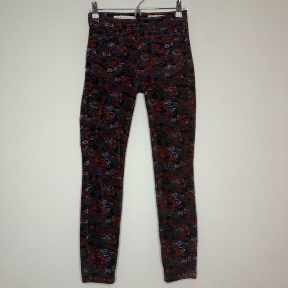 ANTHRO PILCRO and The Letterpress Floral Velvet Corduroy High Rise Skinny Jeans - Picture 4 of 12